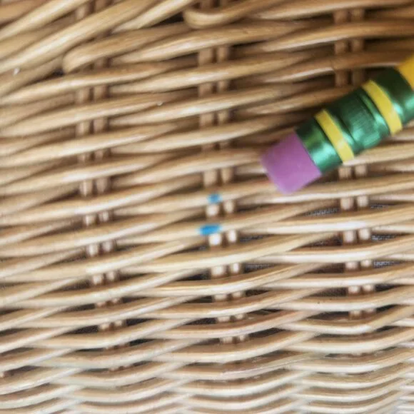 Vintage 1960's Woven Plastic Wicker Handbag Purse Leather Retro Cottagecore Cute - Picture 11 of 16